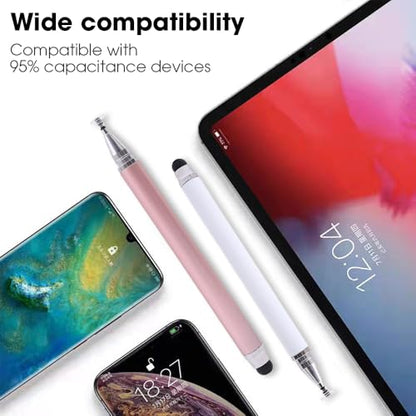 2 in 1 Stylus Pens for Touch Screens, High Sensitivity & Precision Capacitive Stylus for All Universal Touchscreen Devices (White) - color: White