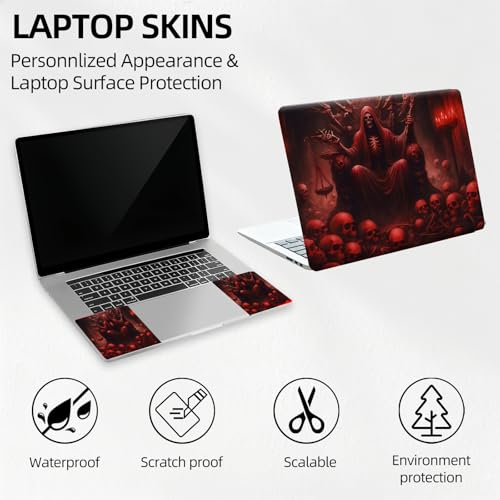 Dark Reaper Throne of Skulls Universal Laptop Skin Sticker 3PCS, Protective Decal Trim-to-Fit 11.6" 13.3" 14" 15.6" Laptop Vinyl Cover, Removable Anti-Scratch Computer Decal Protector - color: Dark Reaper Throne of Skulls
