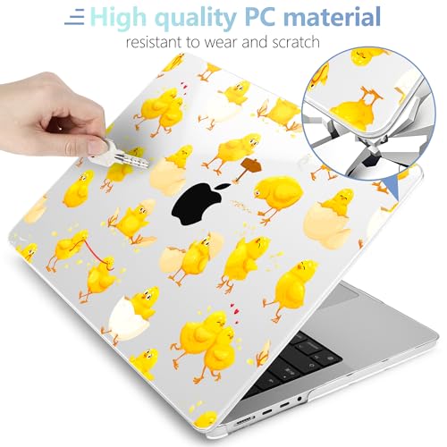 MEEgoodo Compatible with MacBook Pro 14 inch Case (M5/M4/M3/M2/M1) Pro/Max 2026 2025 2024 2023 2021, Case Fit Model A3427/A3426/A3434/A3112/A3401/A3185/A2918/A2992/A2779/A2442, Cute Little Chick - color: Cute Little Chick