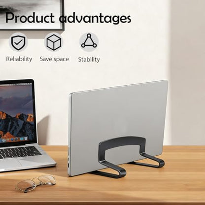 Vertical Laptop Stand Adjustable Aluminum Space Saving Holder for Desk,Gaming Home Office Use,Designed for Gamers Professionals Compatible Up to 17.3 Inch Laptops,Gray