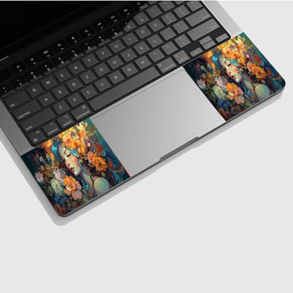 Universal Laptop Skin Sticker with 2 Wrist Pad Skins, Waterproof Scratch Resistant Vinyl Laptop Cover Decal, Cut to Fit for 11–15.6 Inch MacBook HP Dell Lenovo, Art Girl Flower - color: Art Girl Flower