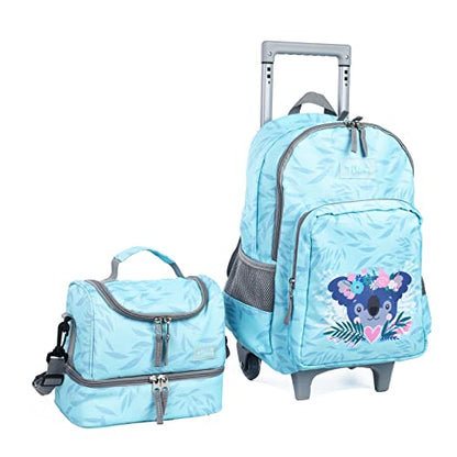 Tilami Rolling Backpack 18 inch Double Handle with Lunch Bag Wheeled Kids Backpack for Girls and Boys, Koala - color: Koala