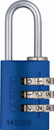 ABUS 145/20 Non-TSA Small Combination Lock for Luggage, Backpack, Resettable, Blue - color: Blue, size: 20 mm