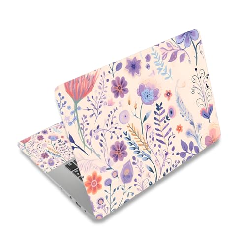 12 12.1 13 13.3 14 15.4 15.6 Inch Laptop Skin Decal, Laptop Skins Stickers Decals for Notebook PC, Universal Reusable Vinyl Laptop Cover Sticker, Waterproof Art Protector I Retro Purple Floral - color: Retro Purple Floral