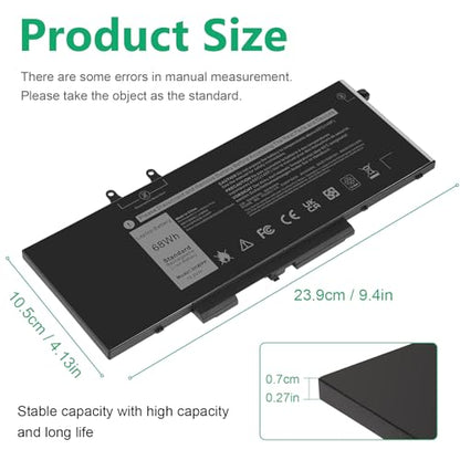 ASUNCELL 68Wh 3HWPP Laptop Battery Replacement for Dell Latitude 5401 5410 5411 5501 5510 5511 Precision 3541 3551 Inspiron 7706 2-in-1, 17 7500/7506 2-in-1 Black 10X1J N2NLL 1VY7F 451-BCMN 15.2V - size: 3HWPP 10.83 * 5.12 * 0.73 in