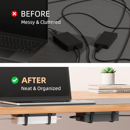 2 Pack Upgraded Laptop Charger Holder,Adjustable Silicone Strap Power Brick Organizer With Heat Dissipation,Under Desk Cable Management Mount For Most Power Adapters,Chargers,Screws & Adhesive - color: Black*2