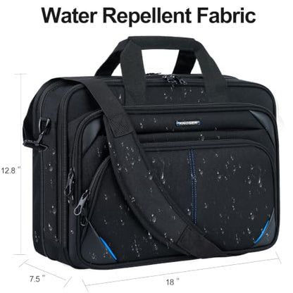 KROSER Laptop Bag 17.3 Inch Premium Laptop Briefcase, Expandable Water Repellent Laptop Shoulder Messenger Bag Durable Computer Case for Business/Travel/Men/Women (Black/Blue) - color: Black/Blue, size: 17.3 INCH