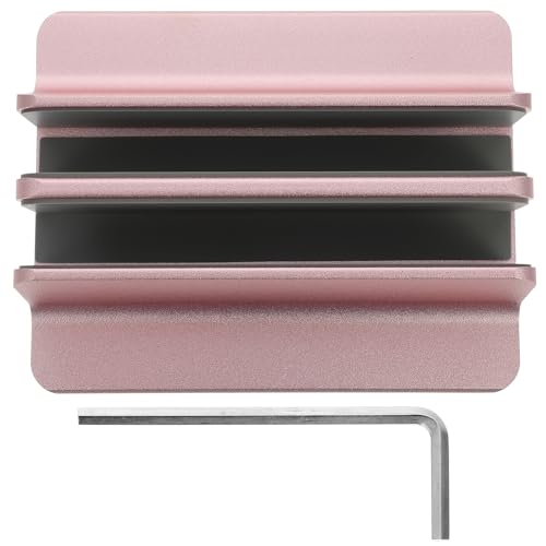 Vertical Laptop Stand Aluminum Alloy Dual Slot Organizer for Desk, Rose Gold Laptop Holder Compatible with Tablets, Space-Saving Vertical Support for Home Office Use