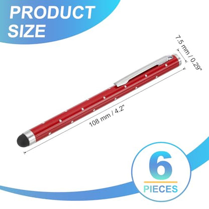 PATIKIL Stylus Pens for Touch Screens, 6 Pcs High Precision Universal Bling Stylus Crystal Metal Capacitive Pen for Touch Screen Devices Phone Tablets Laptop, Red - color: Red