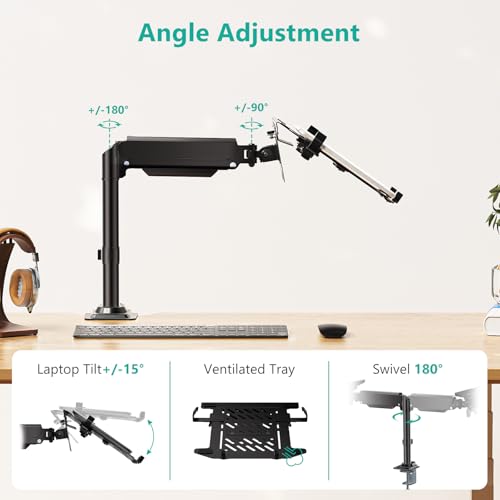 WALI Single Monitor Arm 13-32 Inch+WALI Laptop Tray Desk Mount(GSDM001+GSDM00LP)