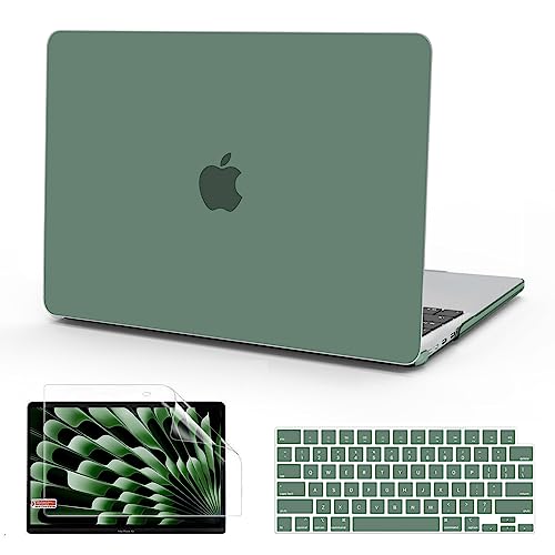 B BELK for MacBook Air 15 inch Case 2026 2025 2024 2023 M5 M4 M3 M2 | Model A3448 A3241 A3114 A2941, Matte Plastic Laptop Hard Shell Case with Keyboard Cover & Screen Protector, Midnight Green - color: Midnight Green