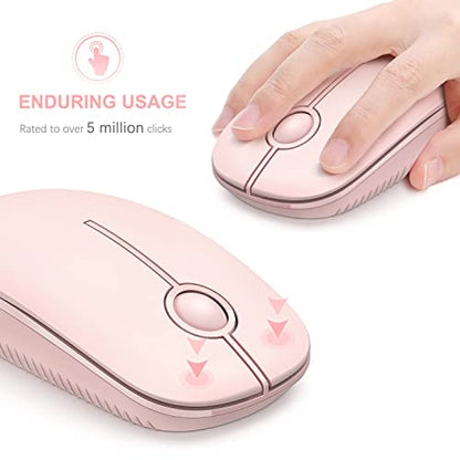 Unipows Wireless Mouse-2.4G Slim Portable Computer Mouse, Pink | Nano Receiver, Less Noise Mobile Optical Mice for Notebook, PC, Laptop, Desktop - color: Pink