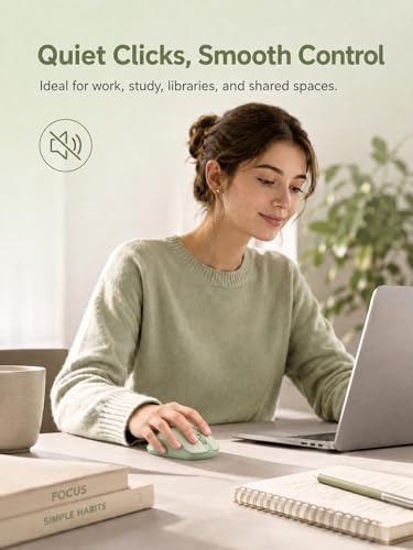 RAPIQUE Bluetooth Wireless Mouse, Dual Bluetooth & 2.4GHz USB Receiver, Right-Hand Design, Quiet Clicks, Low Power, Multi-Device Compatibility for MacBook, Laptop, Computer, iPad, PC - Sage Green - color: Sage Green