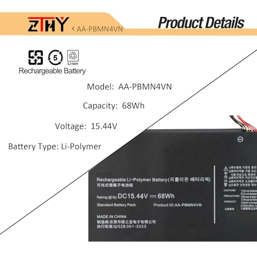 AA-PBMN4VN Battery Replacement for Samsung Galaxy Book Pro 360 15 15.6” | NP950XDB NP950XDB-KA1US NP950XDB-KB1US NP950XDB-KC5US NP950XDB-KC3US NP950QDB NP950QDB-KB1US NP950QED NP950QED-KB1US 68Wh