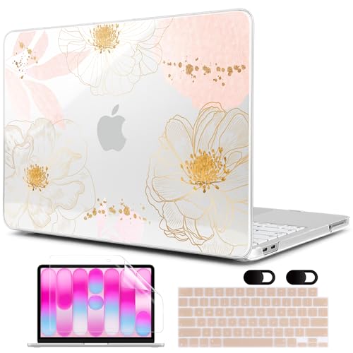 MEEgoodo 4-in-1 Printed Case for MacBook Neo 13 inch 2026 Release Model A3404, Laptop Hard Shell Cases with Keyboard Skin & Screen Protector & Webcam Covers, Tropical Pink Flowers - color: Tropical Pink Flowers