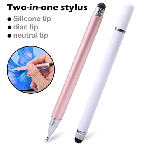2 in 1 Stylus Pens for Touch Screens, High Sensitivity & Precision Capacitive Stylus for All Universal Touchscreen Devices (White) - color: White