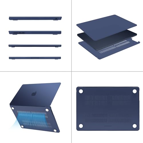 MOSISO Compatible with MacBook Air 15 inch Case M5 2026 M4 M3 M2 2025-2023 | A3448 A3241 A3114 A2941, Scratch-Resistant Protective Hard Shell Case&Keyboard Cover&ScreenFilm&Pouch, Midnight - color: Midnight