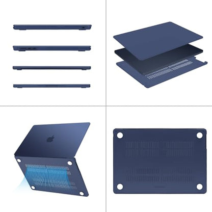 MOSISO Compatible with MacBook Air 15 inch Case M5 2026 M4 M3 M2 2025-2023 | A3448 A3241 A3114 A2941, Scratch-Resistant Protective Hard Shell Case&Keyboard Cover&ScreenFilm&Pouch, Midnight - color: Midnight