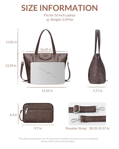 SYTRAH Laptop Bag for Women 15.6 inch Leather Backpack Purse - color: Dark Coffee