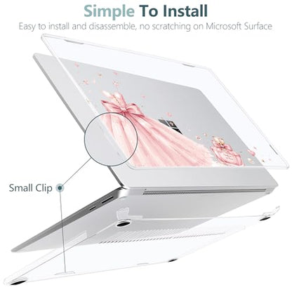 Batianda Topographic Princess Bow for Microsoft Surface Laptop 15 inch | Fits Surface Laptop for Business 8th Edition 2026 & Surface Laptop 7 15" 2024, 4-in-1 Bundle, Slim Hard Shell, Precision Fit - color: Princess Bow