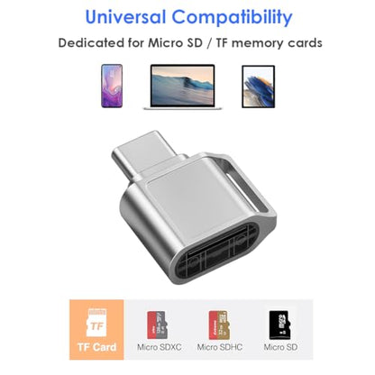 Micro SD Card Reader, USB C SD Card Reader, Type C TF Memory Card Reader with USB C to USB Adapter and Keychain, Compatible with iPhone 17/16/15, iPad, Samsung Galaxy, MacBook, Laptops and Tablets