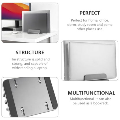 VANZACK Dual-Slot Aluminum Alloy Vertical Laptop Stand and Tablet Holder, Vertical Support Base for Desk, Compatible with Laptops and Tablets, Cooling and Space-Saving Design for Office