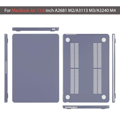 Teryeefi Case for MacBook Air 13.6 Inch Model M5 M4 M3 M2 A3449/A3240/A3113/A2681 Model (2022-2025 2026 Release), Laptop Hard Case+USB 3 Adapter+Keyboard Cover for MacBook Air 13, Cream Lavender Gray - color: Cream Lavender Gray