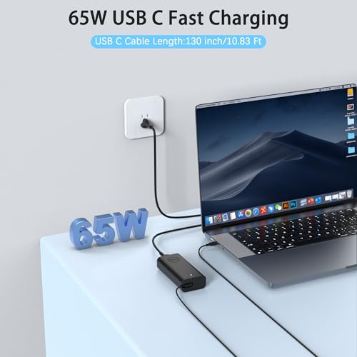 BAJ 65W USB C Laptop Charger Compatible with Dell Latitude 5420 5520 5540 7420 7490 5550 7450 XPS 15 13 12 9250 9360 in spiron 16 14 13 7620 2 in 1 7425 Chromebook 3100 3110 3400 Computer Power Cord - color: BLACKD