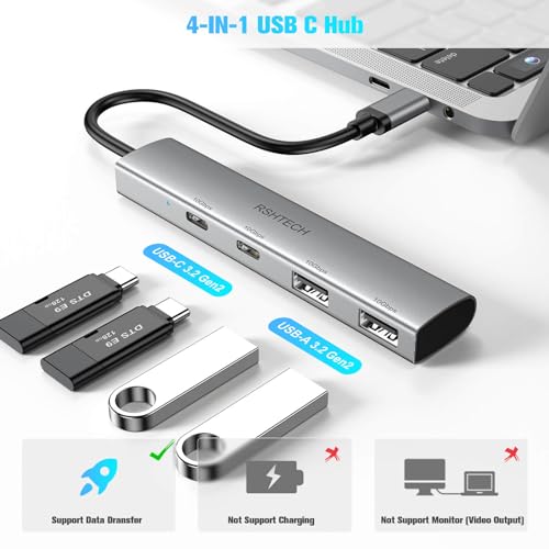 7-Port USB 3.2/USB C Hub with 10Gbps USB-A 3.2, 2 USB-C 3.2, 4 USB 3.0 Ports + 4 Ports USB A/USB C Hub 10Gbps