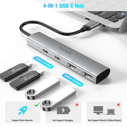 RSHTECH 7-Port Powered USB C Hub 10Gbps with 3 USB 3.2, 4 USB 3.0 Ports + 4 Ports USB A/USB C Hub 10Gbps