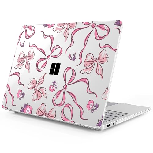 Mektron Printed Case for 2025 Microsoft Surface Laptop Windows 11 Copilot+ PC Surface Laptop 13 inch Touchscreen Display Cover Fits Model 2095, Flowers-Bows-Pink - color: Flowers-Bows-Pink