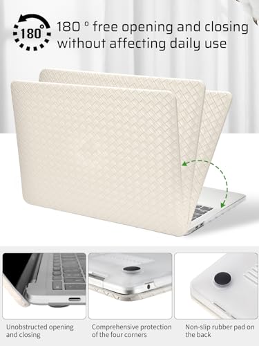 Seorsok Compatible with MacBook Pro 13 inch Case M2 2023,2022,2021-2016 A2338 M1 A2251 A2289 A2159 A1989 A1708 A1706,Elegant Leather Plastic Hard Case&Keyboard Cover,Beige Tartan No Logo Cutout - color: Light Beige, size: Pro 13 (A2338 M1 A2251 A2289 A215
