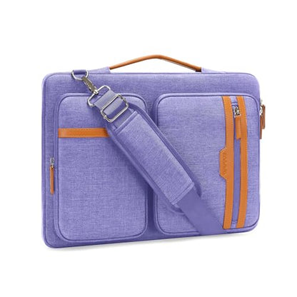 MOSISO 360 Protective Laptop Bag, Computer Bags | Laptop Sleeve Bag with Trolley Sleeve&2 Rectangle Pockets&Handle - color: Purple, size: 16 inch