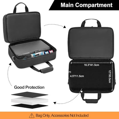 CURMIO Printer Case Compatible with HP Tango/Tango X, OfficeJet 200/250 | Wireless Mobile Printer Travel Bag, Luggage & Shoulder Strap, Padded Lining, 15.6" Padded Laptop Sleeve, Home & Travel Use