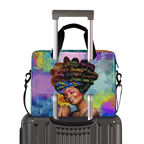Laptop Bag 15.6 inch, Waterproof Laptop Case with Strap, Protective Laptop Carrying Case for Women&Men, Afro African American Woman - color: Afro African American Woman