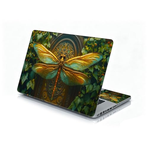 Universal Laptop Skin Sticker Decal, 12"-15.6" Aesthetic Vinyl Wrap, Golden Dragonfly Art Waterproof Notebook Cover Art Protector for MacBook HP Dell Lenovo, Fits 13" 14" 15" 15.6" - color: Golden Dragonfly Art