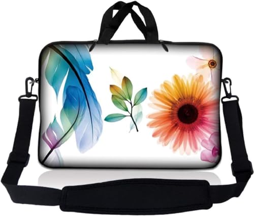 Laptop Skin Shop Neoprene Laptop Sleeve Bag Carrying Case with Handle and Adjustable Shoulder Strap Parent 1 - color: Daisy Flower Leaves Floral, size: 8 in -10.2 in