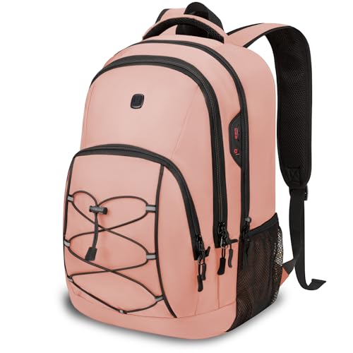 Goloni Travel Backpack, 17 Inch Laptop Backpack for Men Women, Business Backpack with Luggage Strap,Pink - color: Pink