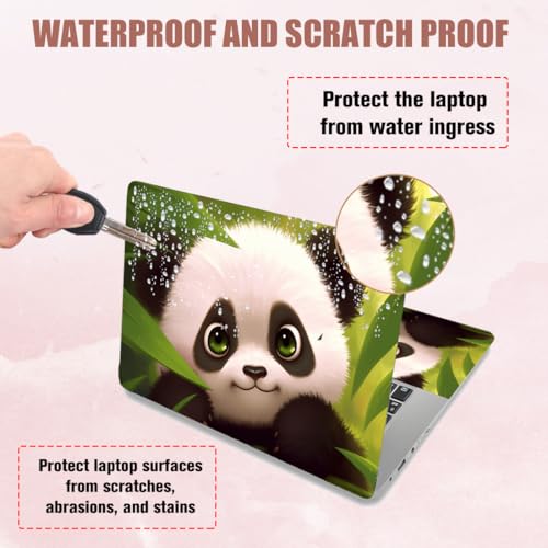 PLIGREAT Cute Panda Laptop Decal Sticker Skin Cover, Cartoon Laptop Stickers Skins Decal Fits 12" 13" 13.3" 14" 15" Laptops Universal Removable Vinyl Notebook Art Protector Netbook PC Cover Decals