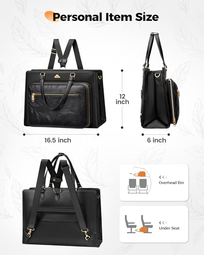 MATEIN Convertible Briefcase Backpack for Women, 15.6 Inch Leather Tote Bag | Fits 15.6" Laptop, 3 in 1 Purse Shoulder Teacher Bag, 2 pcs set, Waterproof, Accordion File Organizer, for Work College
