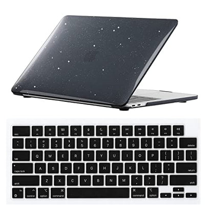 Se7enline for MacBook Pro 14 inch Case 2026-2021 M5 M4 M3 M2,Glitter Black | Crystal Glitter Bling Matte Hard Shell Laptop Case with Keyboard Cover Anti-Scratch Heat Dissipation Full Port Access - color: Glitter Black