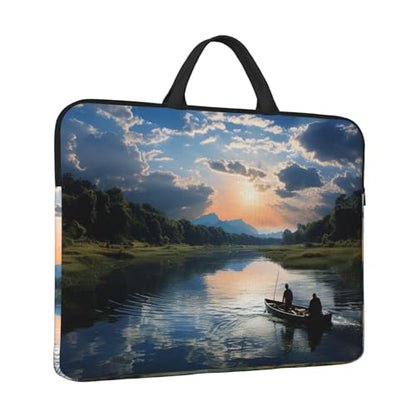 14 inch Laptop Sleeve with Handle Shockproof Laptop Bag Waterproof Computer Cover Bag Fishing Scenic Briefcase