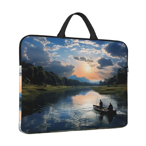 14 inch Laptop Sleeve with Handle Shockproof Laptop Bag Waterproof Computer Cover Bag Fishing Scenic Briefcase