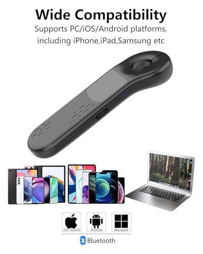 Air Mouse Bluetooth Rechargeable Presenter with Touchpad, Remote Control for PowerPoint/Keynote/TikTok/Camera/Kindle App, Applicable for PC/iOS/Android (Black) - color: Black