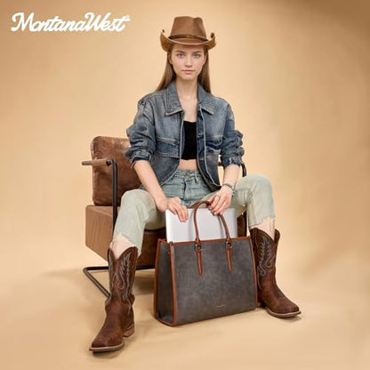 Montana West Laptop Tote Bag for Women 15.6 Inch Computer Bags Business Office Work Briefcase With Adjustable Shoulder Strap - color: Grey