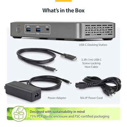 StarTech Driverless USB4 Dock, Dual 4K 144Hz for Mac and Windows, 100W | Universal USB-C dock, M4 and M5 MacBook, Plug-and-play, Single 8K 60Hz DisplayPort, 2.5GbE, Lock slot