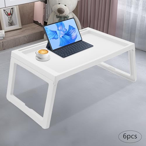 6 pcs Portable Bed Desk, 25.6x14x10.6 in Folding Lap Table Large Tray & Cutout Support Legs Foldable Laptop Desk Tray Folding Table for Reading Writing, Sofa & Floor, Black