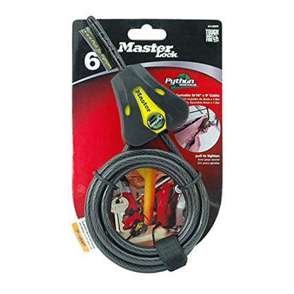 Master Lock 8419DPF Python Cable Lock with Key, 1 Pack - size: 6' x 5/16" diameter