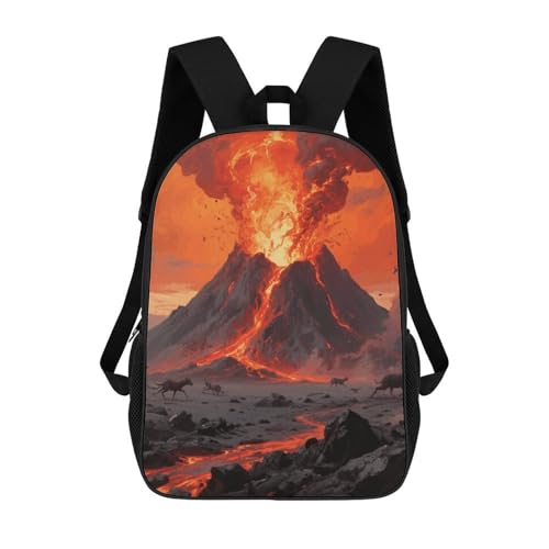 Volcano Wonder 17 Inch Laptop Backpack for Men Women Travel Daypack with Pockets Work Bag for Office