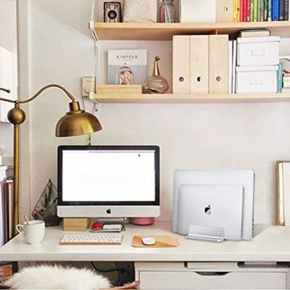 Universal Laptop Vertical Stand, Dual Desktop Adjustable Notebook Stand (up to 17.3 inches) for Samsung/HP/Dell/Chrome Book laptops (Silver) - color: Silver1